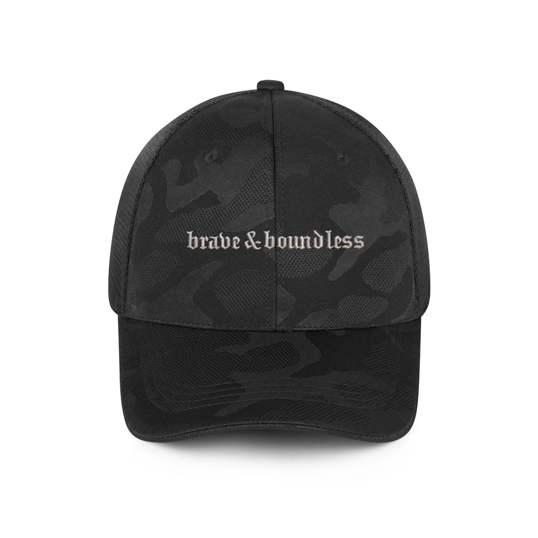 Blackletter Mesh Camo Trucker Hat